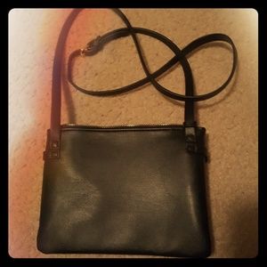 Black gold zippered cross body bag